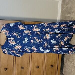 LOFT Navy Floral Dress
